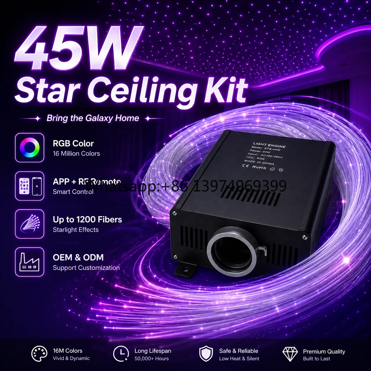 Home Cinema Plafond - Kit d'éclairage en fibre optique pour