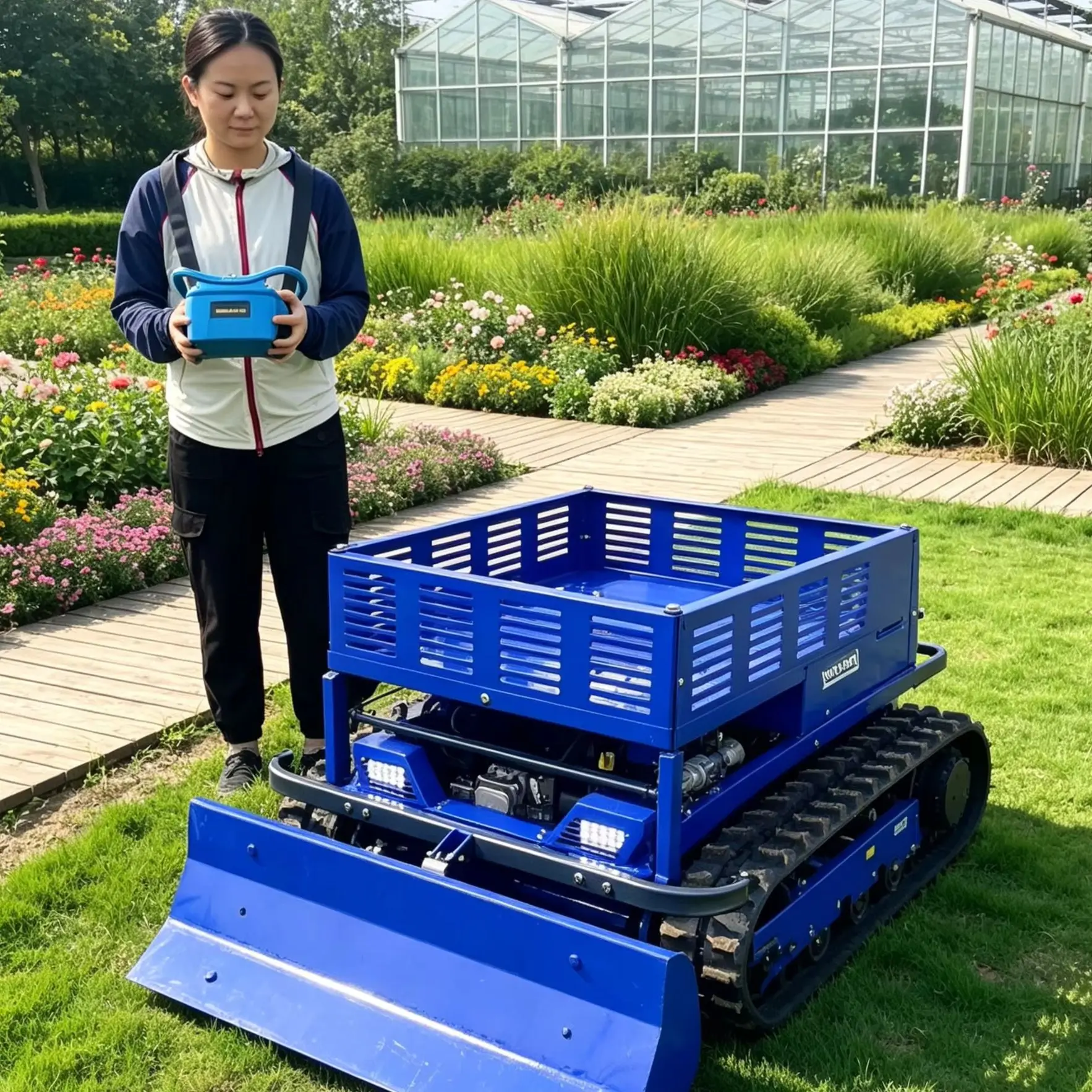 Customized Remote Controlled Tracked Mower, Four-stroke Power System For Large Area Pasture Trimming