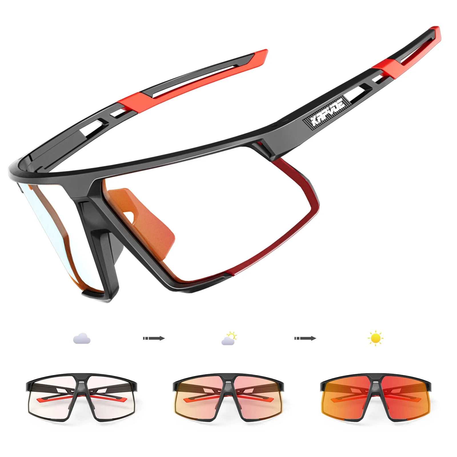 Kapvoe Photochrome Fahrrad-Sonnenbrille für Herren, blaue Photochromie-Brille, RED Cycl Mountain, neue Fahrradbrille, Sportbrille