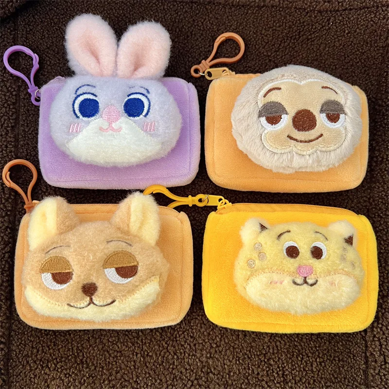 

Disney Zootopia Plush Keychain Cute Cartoon Square Plush Coin Purse Girl Portable Mini Sundry Items Storage Bag Gift for Friend