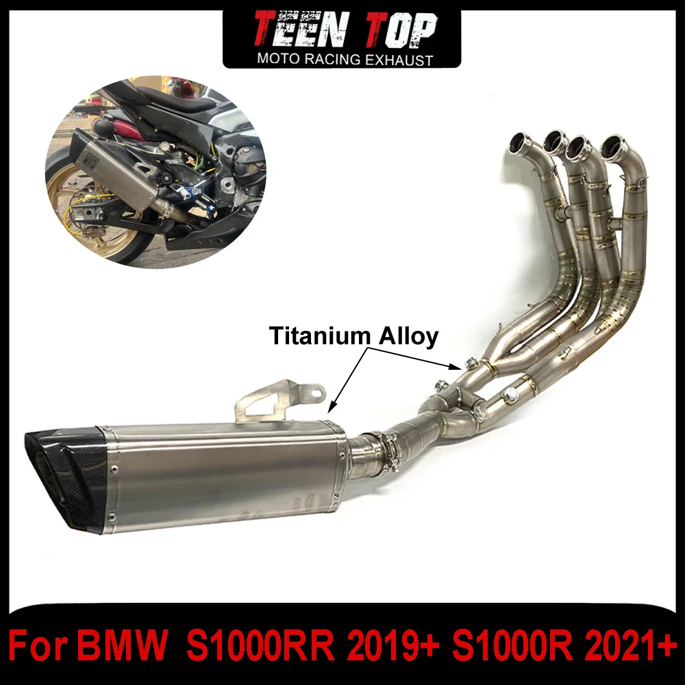 For BMW S1000RR S1000R Full Exhaust System Titanium Alloy Motorcycle Escape S1000RR 2019+ Exhaust Slip on with Carbon Endcap