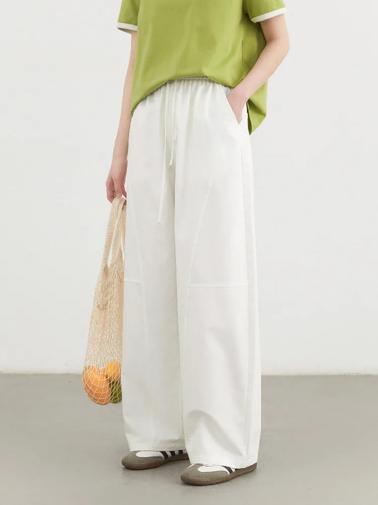 CHIC VEN Korean Women Pant Solid Loose Casual New Elastic High Waisted Drawstring Pleated Female Trousers Spring Summer 2026