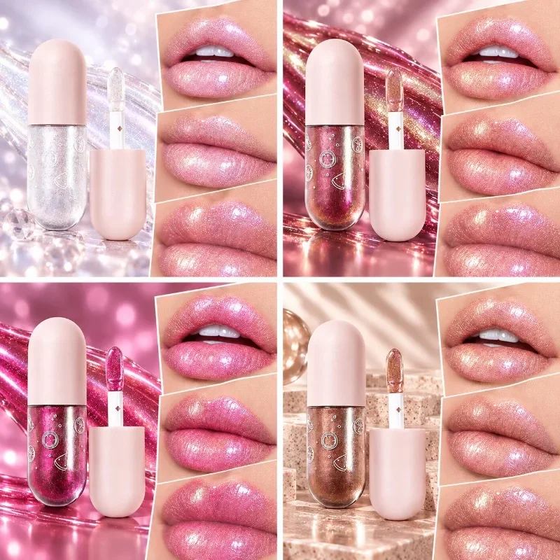 Mini Capsule Lip Gloss Set, Pearlescent Shimmer Liquid Lip Glaze, Moisturizing Long Lasting Lipstick Makeup for Women Girls