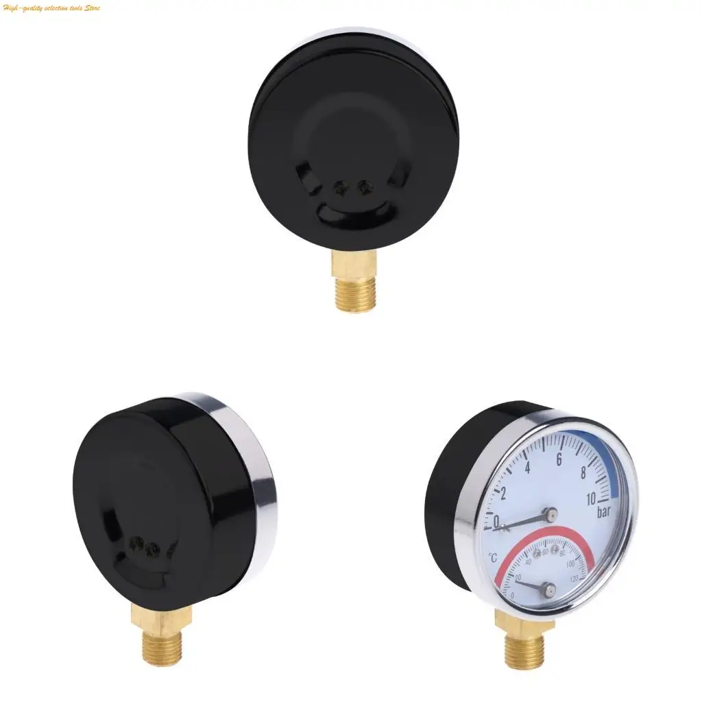 203F 10 Bar Temperature Pressure Gauge Meter 4 Thread 2 in 1 Thermometer Monitor