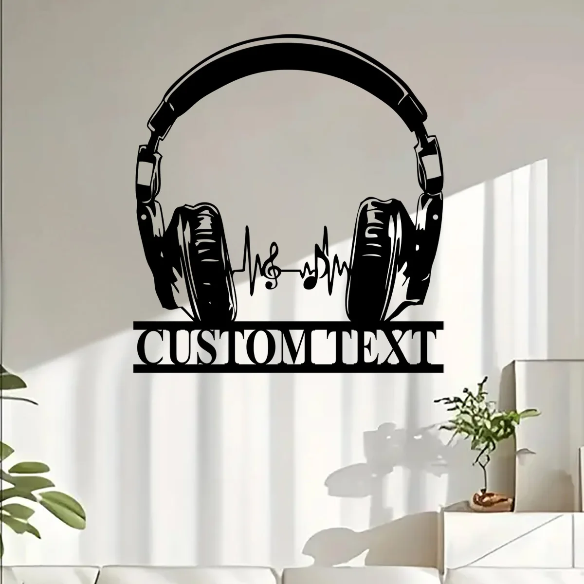 Cool Earphones Metal Wall Art, Personalized Living Room Bedroom Decor,Musical Instrument,Music Lovers Gift,Sound Studio DJ Club