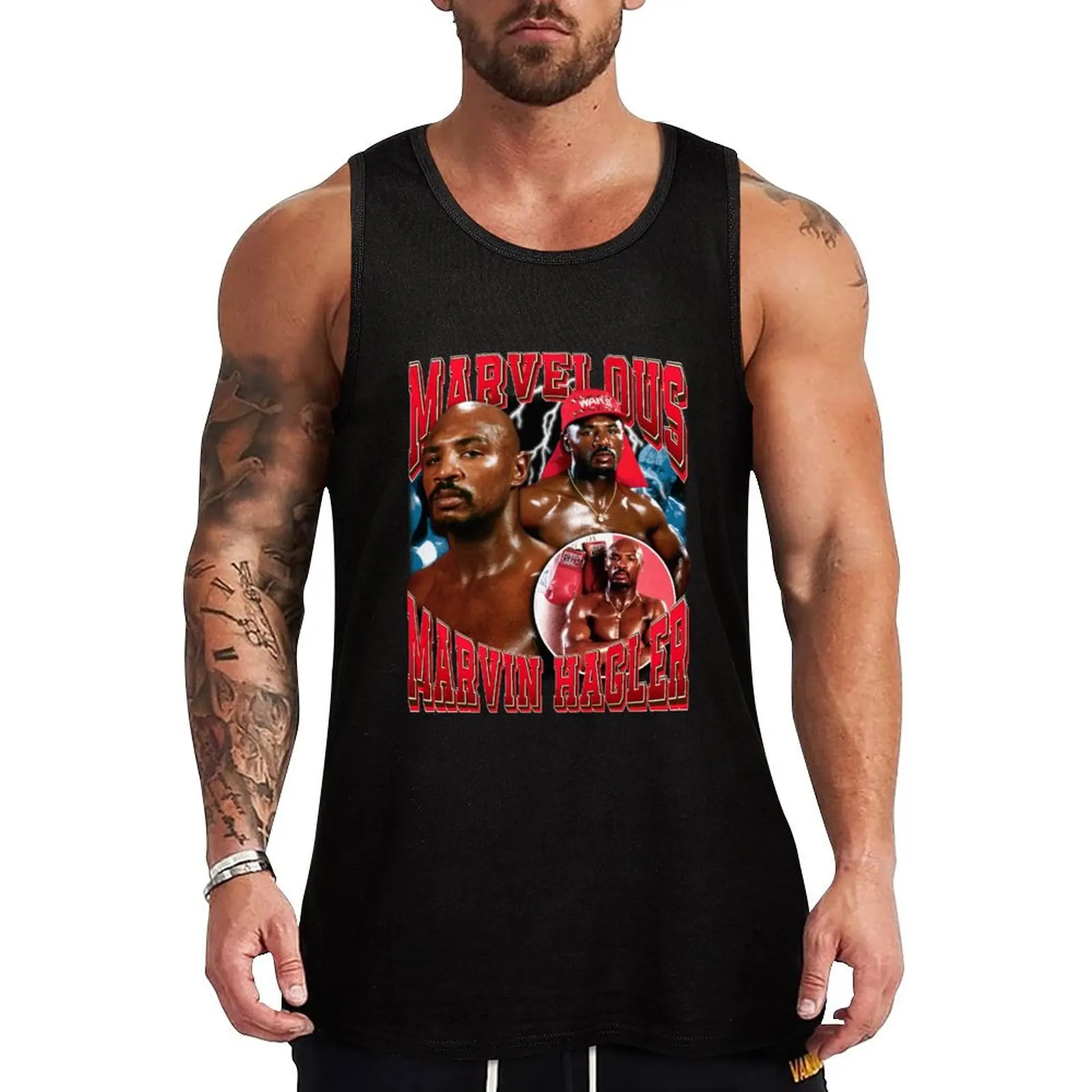 Marvelous Marvin Hagler Vintage Boxing Legend Signature Retro 80s 90s Bootleg Rap Style Tank Top