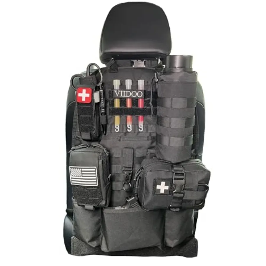 Upgrade 1000D Molle Seat Back Organizer with Pouches, Tactical Molle Vehicle Panel Car Seat Cover Protector Seat Back Organizer