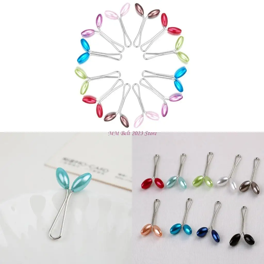 

49ME 12Pcs Multicolor Oval Pearl Muslim Hijab Scarf Metal U Clip Headscarf Brooch Pin