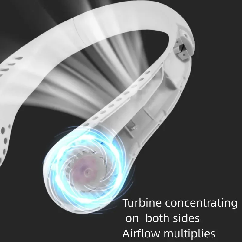 Kipas leher listrik Mini portabel, kipas olahraga musim panas 3 kecepatan, pendingin udara isi ulang daya dengan leher gantung Tanpa Pisau 1200mAh