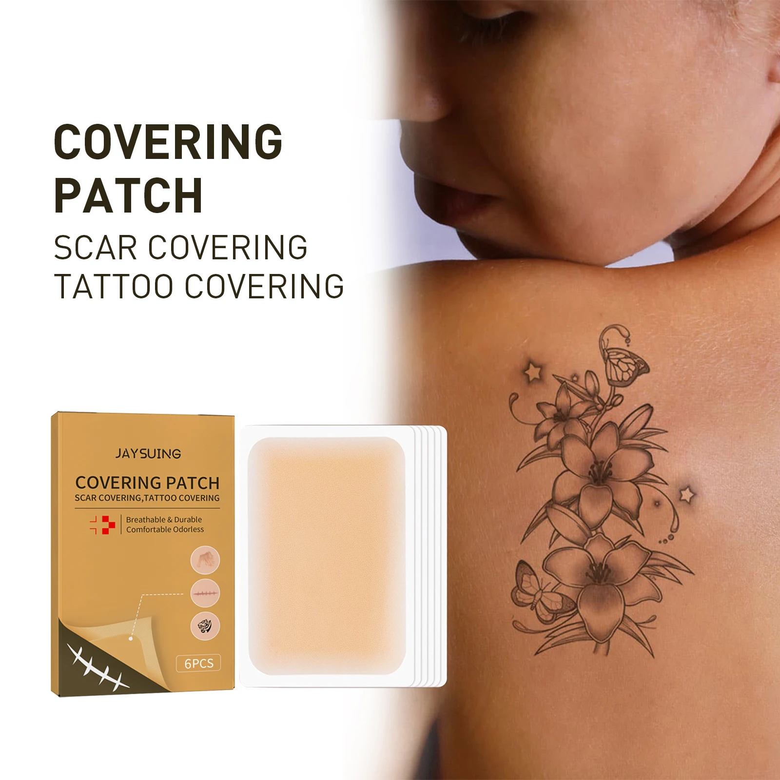 5pcs invisible concealer stickers cover scars, tattoos, spots, skin concealer, invisible waterproof, breathable and durable