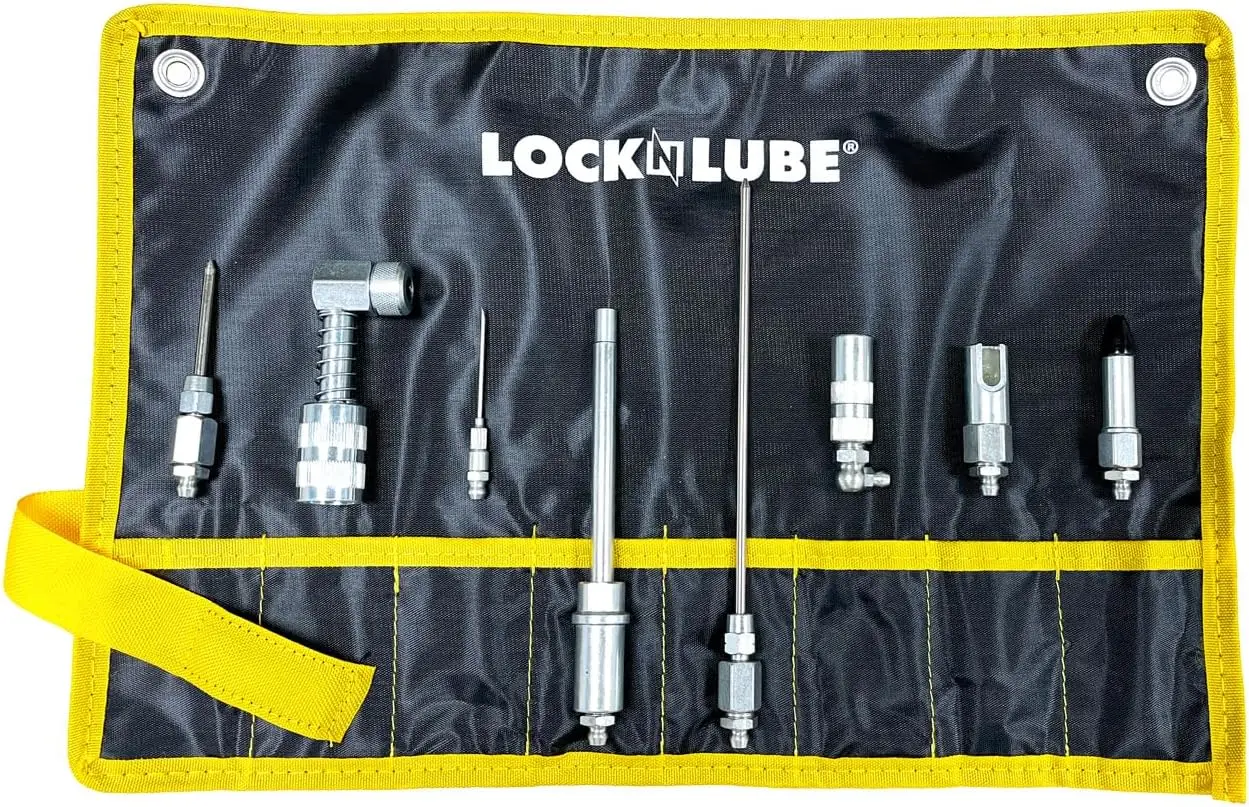 

8-Piece Quick Connect Grease Fitting Kit: Complete Accessory Set for Easy Machine Maintenance, Portable Case Included