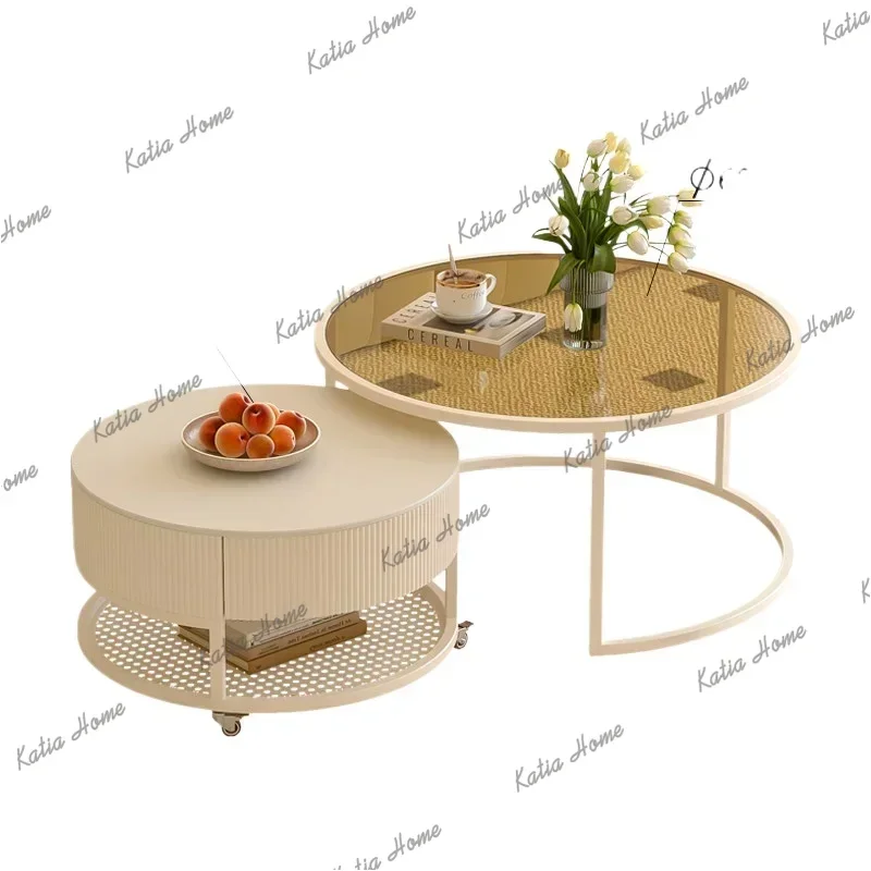 YJ Corner Coffee Table Fish Tank Foldable Chrome Brass Luxury Occasional Coffee Table Root Ratan Mesa De Sala Modern Furniture