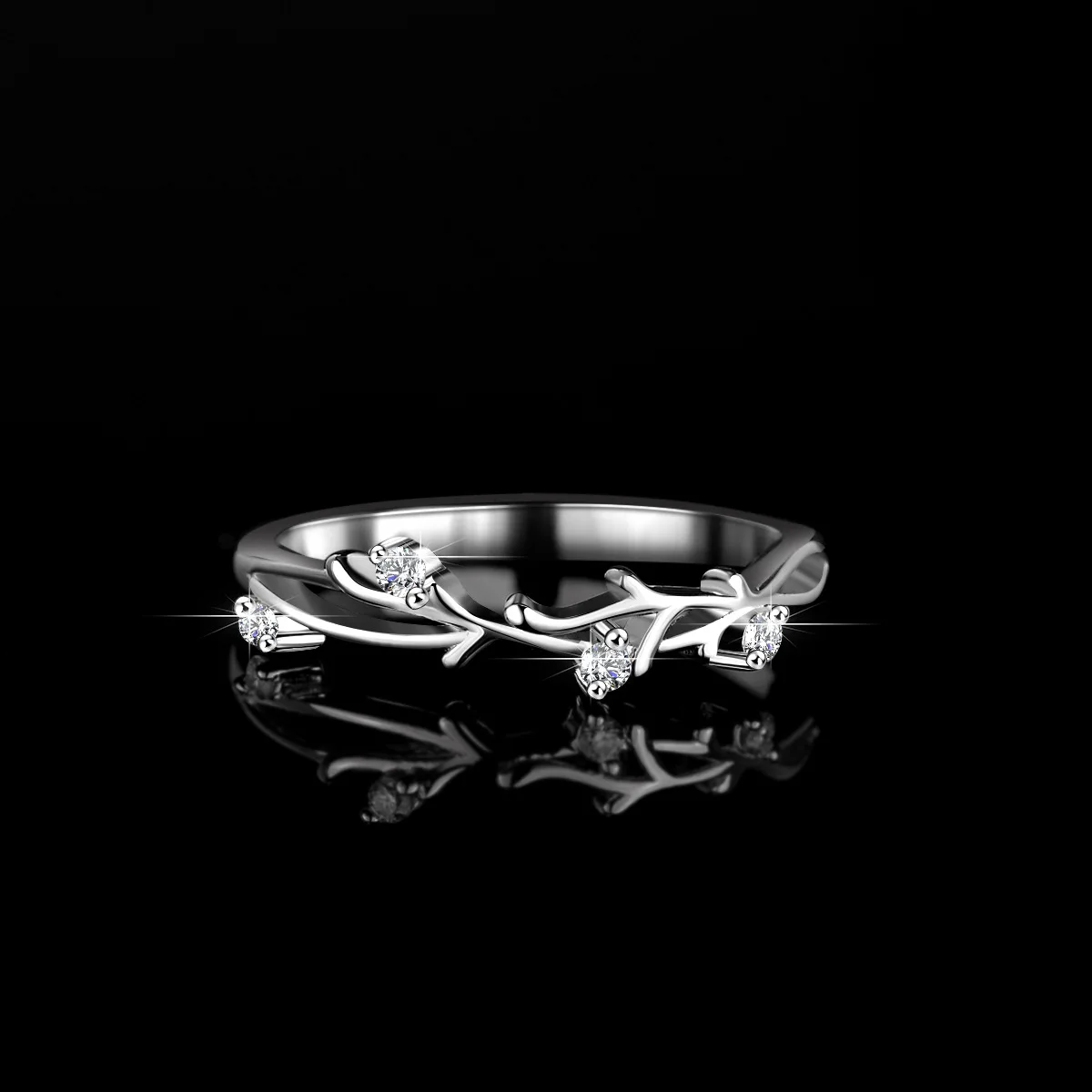 18K gold moissanite ring PT950 platinum flash diamond in diamond ring straight row of branches row of ring luxurious setting