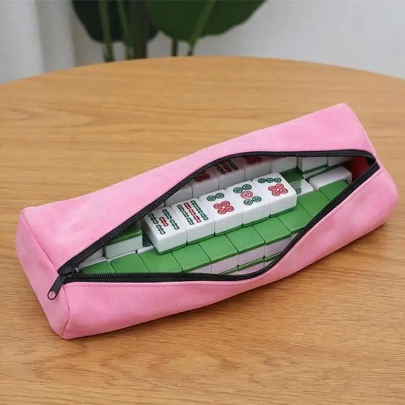 

Mahjong Tile Organizers Bag with Protective Lining Canvas Texture for Mahjong