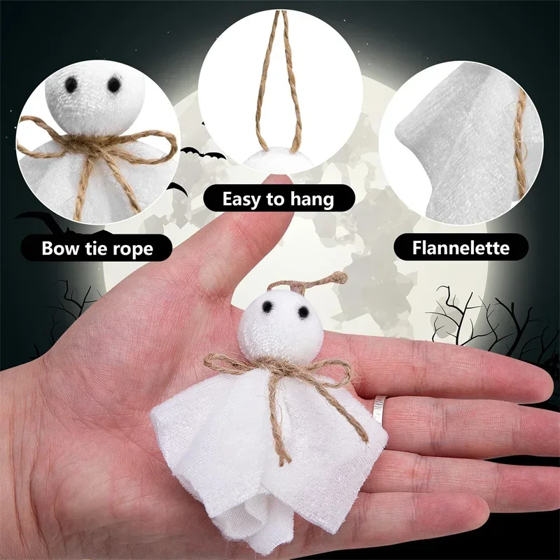 16pcs Ghost Pendant Halloween Cloth Ghost Hanging Ornaments White Ghosts with Twine Haunted House Party Home Tree Decoration