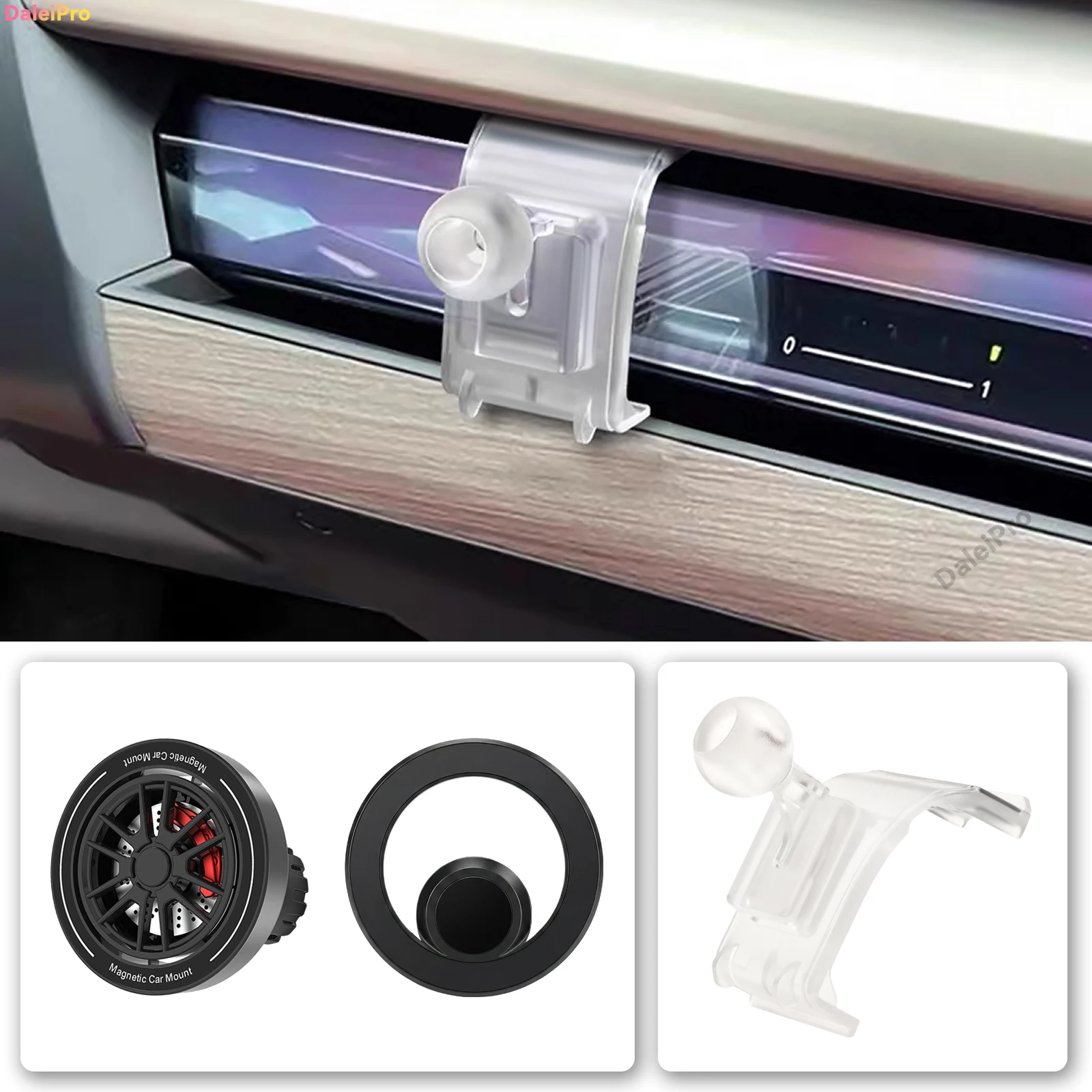 Maßgefertigte magnetische Handyhalterung mit Luftstromkühlung für BMW 5er G60 2024 2025 2026 i5, 360° drehbar ° Schwenkbarer Halterungssockel – Detail 6