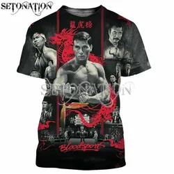 Jean claude Van Damme Bloodsport dostosowuje męską modę damską fajne koszulki z nadrukiem 3D w stylu Harajuku streetwear letnie topy