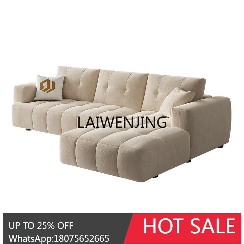 

puff marshmallow fabric sofa cat scratch flannel cloud sofa French cream wind