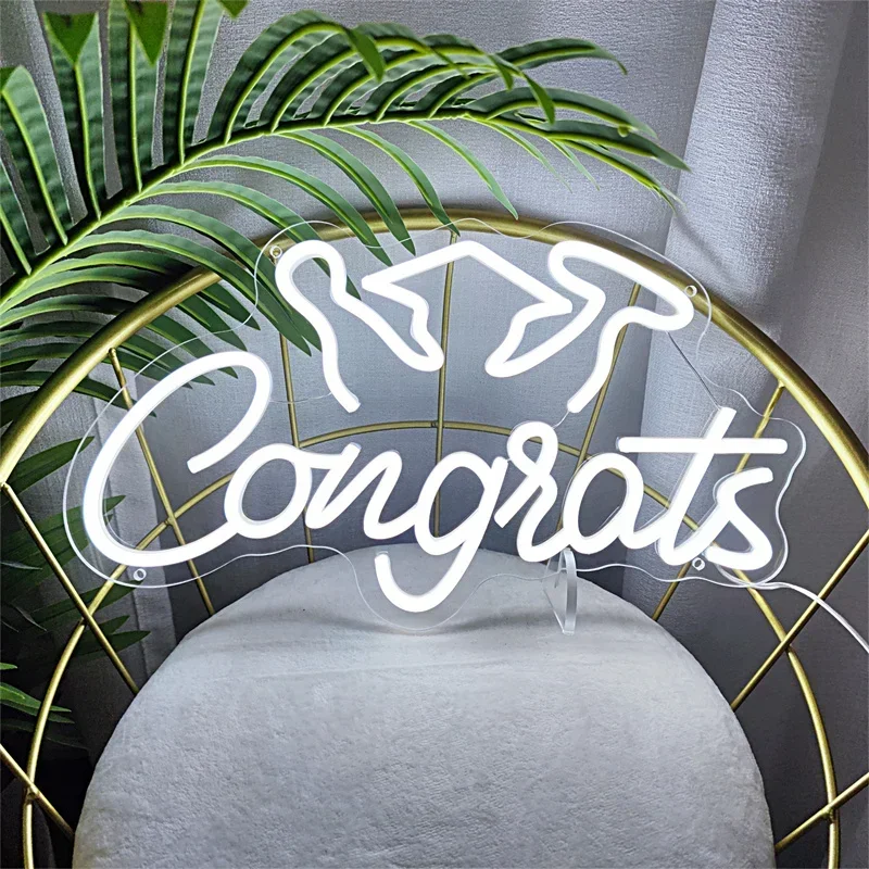 Gratulacja Grad Wall LED Neon Signs Congrats 2024 Graduation Neon LED Signs Room Decor Neon Signs for Party Wall Decorations