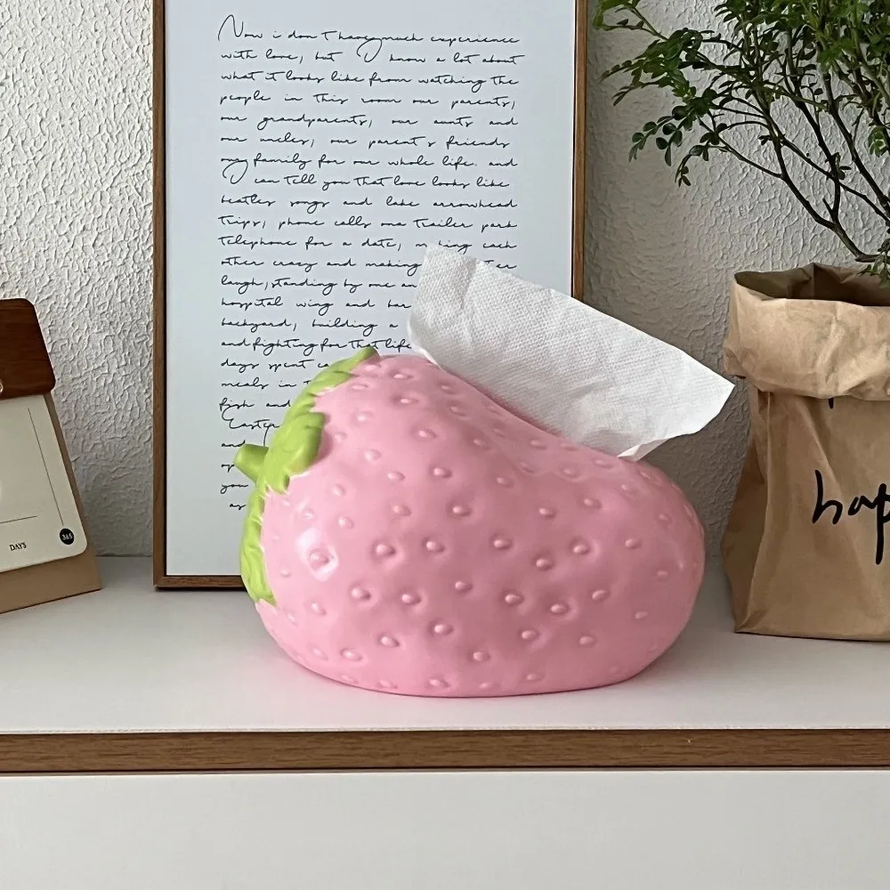 

Creative Cute Strawberry Tissue Box Plastics Universal Napkins Box Large Capacity Paper Towel Case Bedside Table
