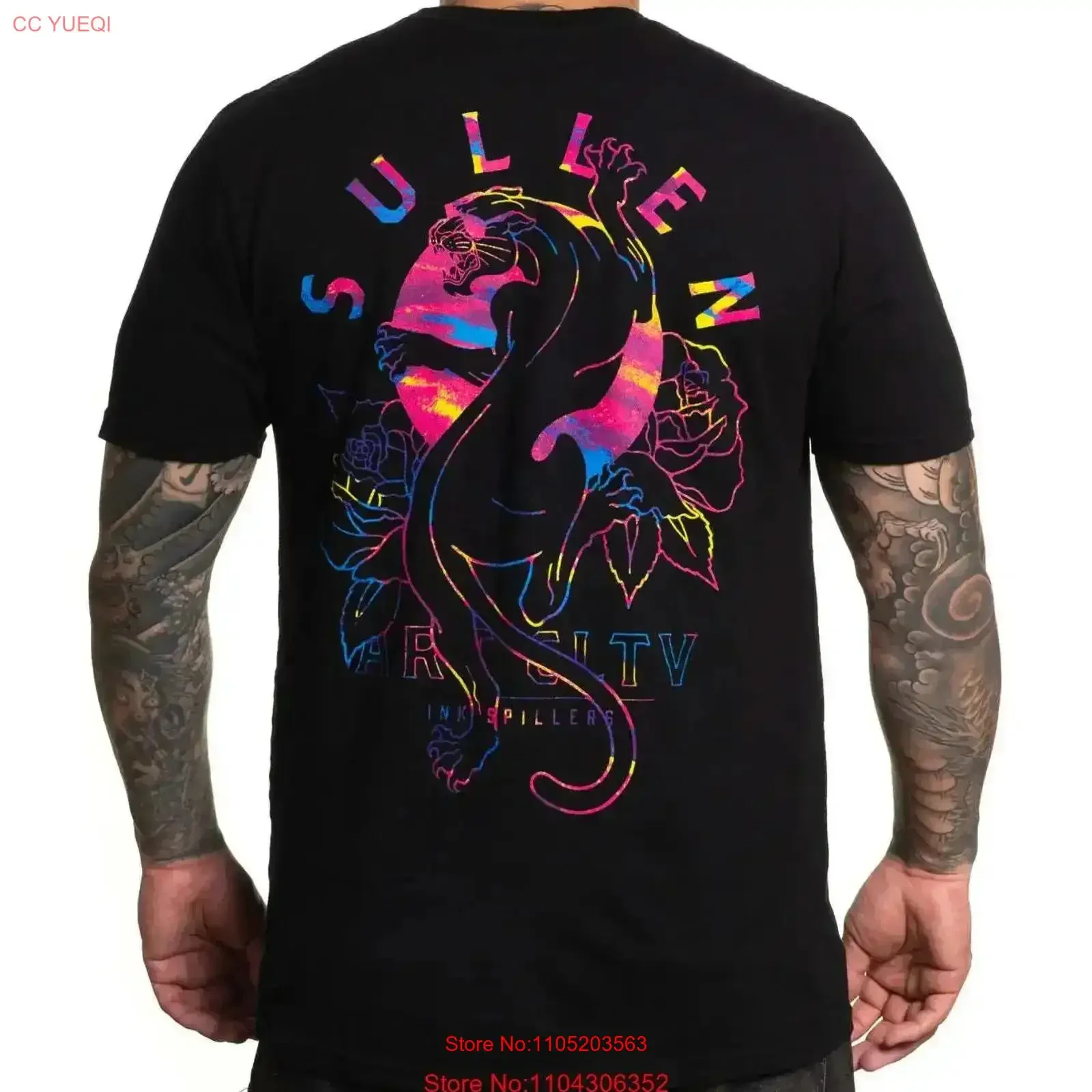 Sullen Rad Panther Neon Wild Cougar West Coast Cat Tattoo Inked T Shirt SCM4522 vintage Washed Stylish graphic Breathable