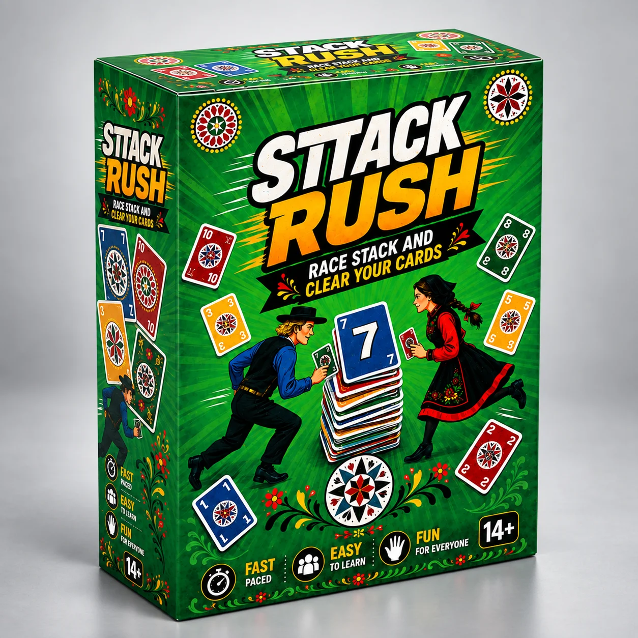 STACK RUSH Fast Paced Real Time Card Game Race to Build Number Stacks in Sequence Clear Your Cards First Quick Reaction Speed Ga