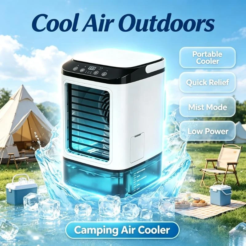 900Ml Tank Rechargeable Mini Air Cooler With 3-Speed Fan Offers 7-Color Light For Bedroom Indoor Humidification Cooling