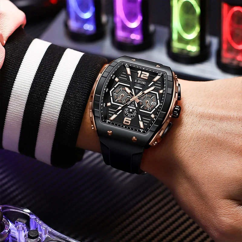 Reloj LIGE de lujo para hombre, relojes de cuarzo deportivos militares luminosos LED a la moda, reloj cronógrafo resistente al agua con calendario de negocios para hombre