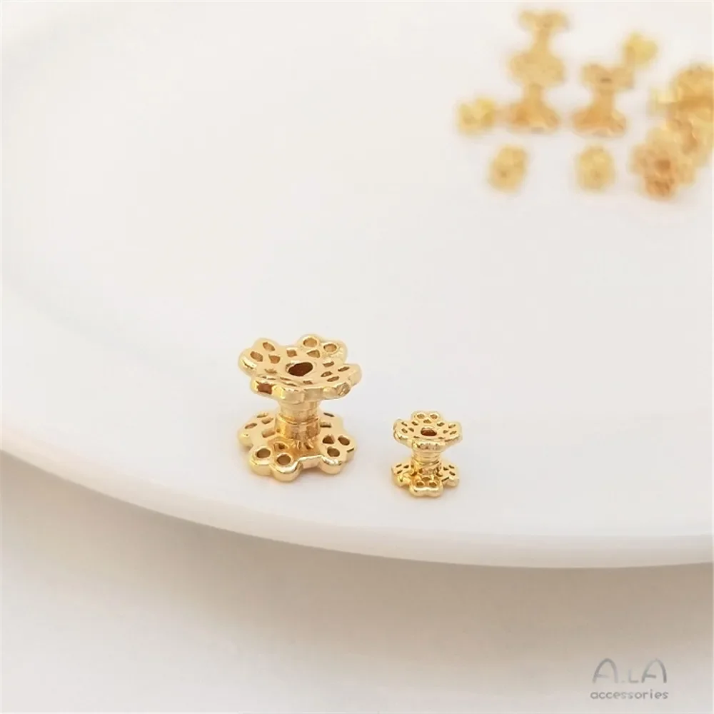 14K goudkleur dubbelzijdige bloembeugel, gescheiden kralenbeugel, diy handarmband, handstring sieraden accessoires materialen