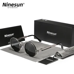 Ninesun Photochromic Gothic Steampunk Sunglasses Polarized Vintage Round Men Women Brand Designer  Metal Frame SunGlasses