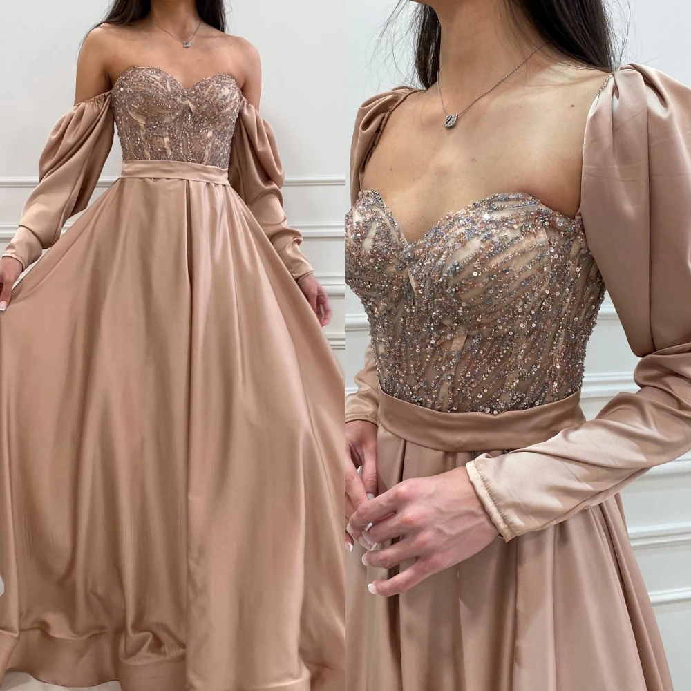 

Customized Exquisite High Quality Poretrait A-line Floor Length Evening Dresses Formal Ocassion Gown Beading S vestidos elegante