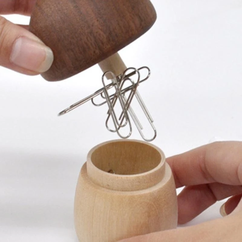 Creative Mushroom-shaped Paper Clip Dispenser Lovely Cartoon Desk Holder Widen Openning Easy Acce