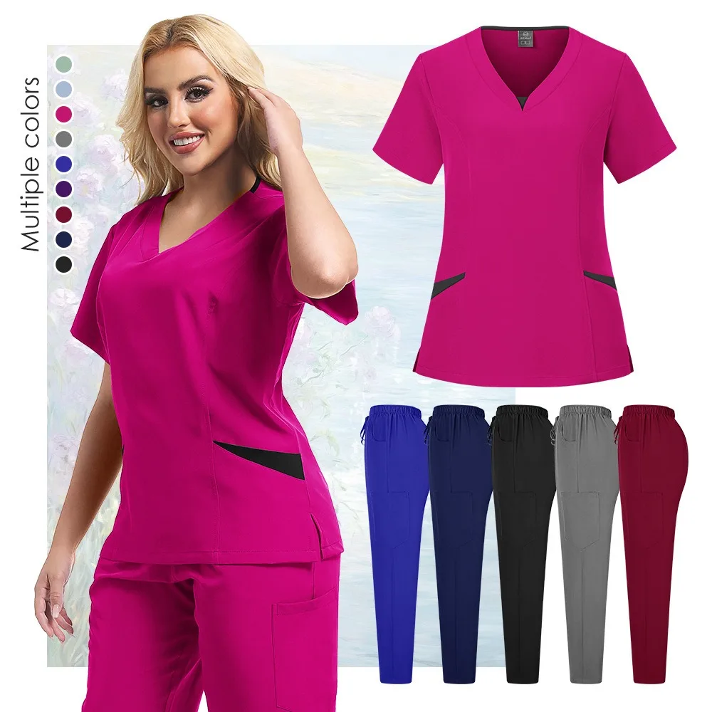 

Многоцветный оптовый комплект медицинской униформы: спецодежда для косметологов, лаборантов, медсестер, ветеринаров, с карманами