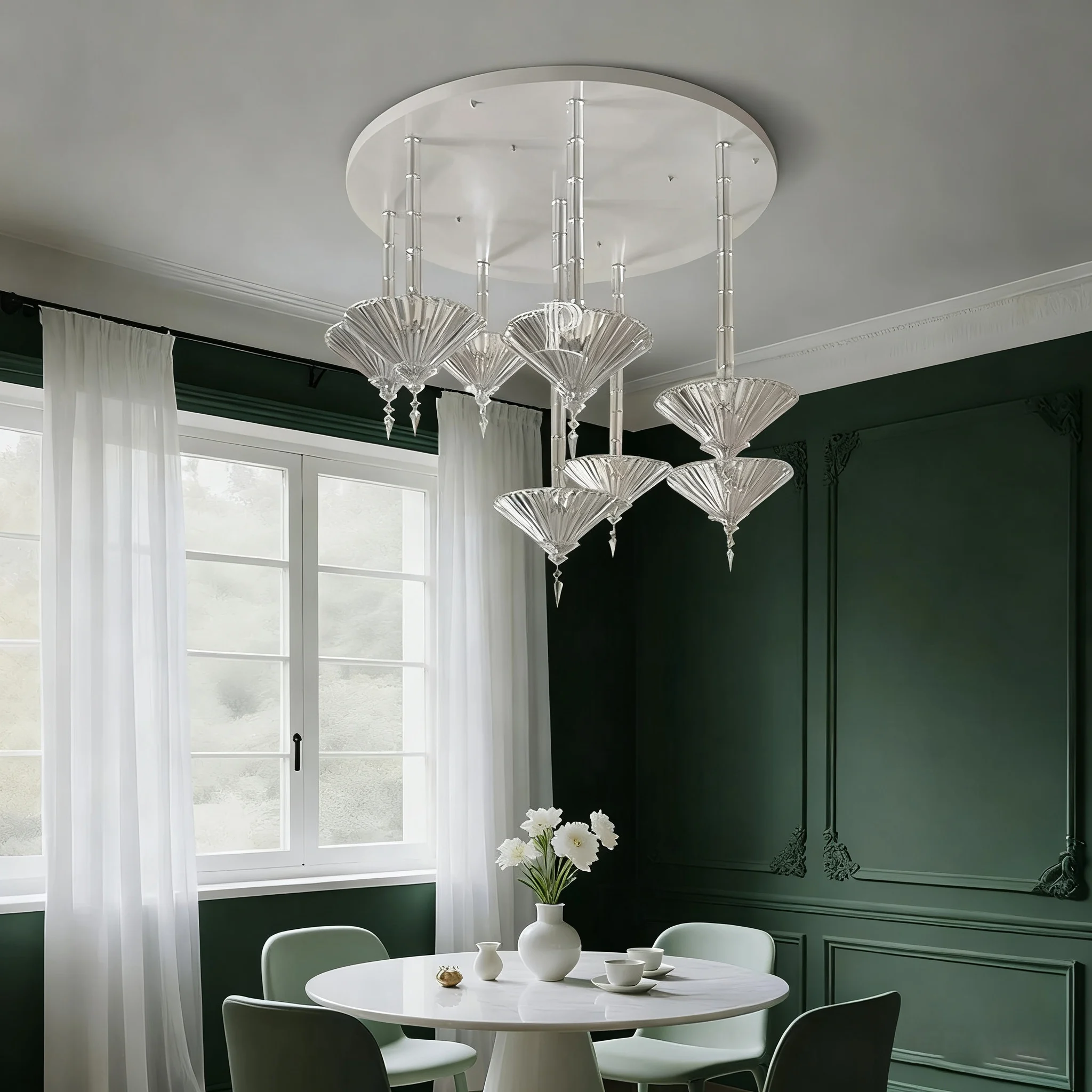 

REVEN Modern Nordic Dimmable Pendant light Crystal Chandelier Lustre Three-Color Ceiling lamp for Living Room Home interior