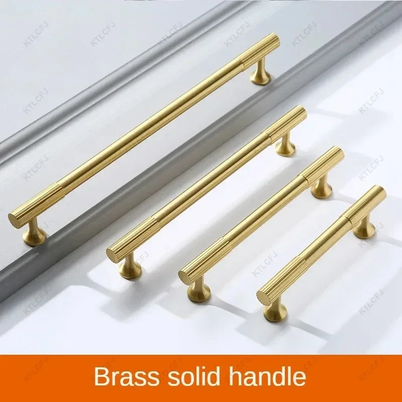 Light Luxury Nordic Solid Brass French Style Wardrobe Door Handle Modern and Simple Gold Single Hole Brass Cabinet Door Handle