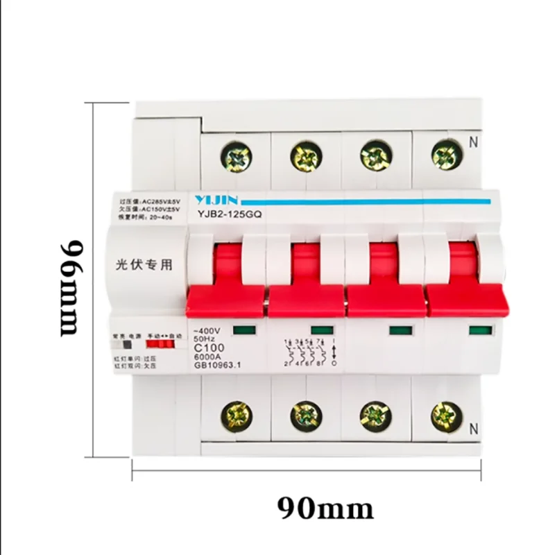 YJB2-125GQ Circuit Breaker Photovoltaic Automatic Reclosing Home Lightning Protection Delay Intelligent Air Switch Protector