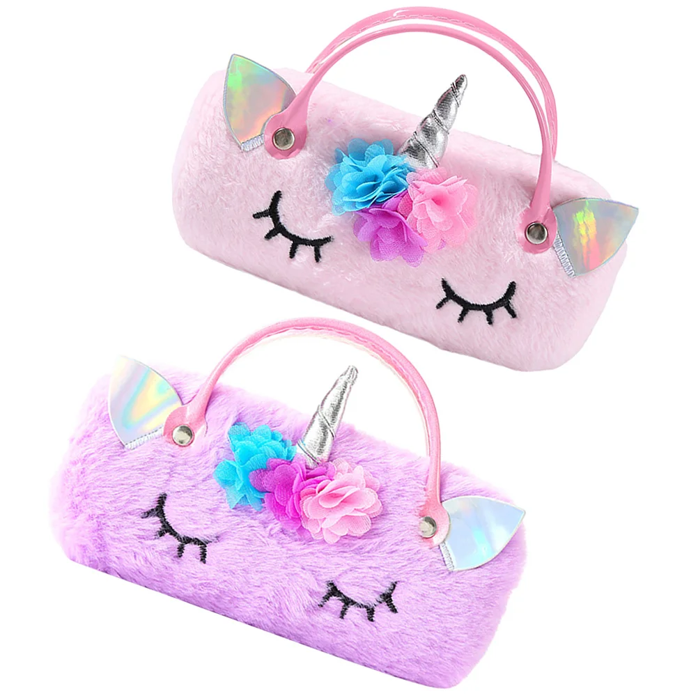 

2 Pcs Unicorn Glasses Case Kids Eyeglass for Portable Lovely Eyeglasses Sunglasses Pouch The Tote Bag