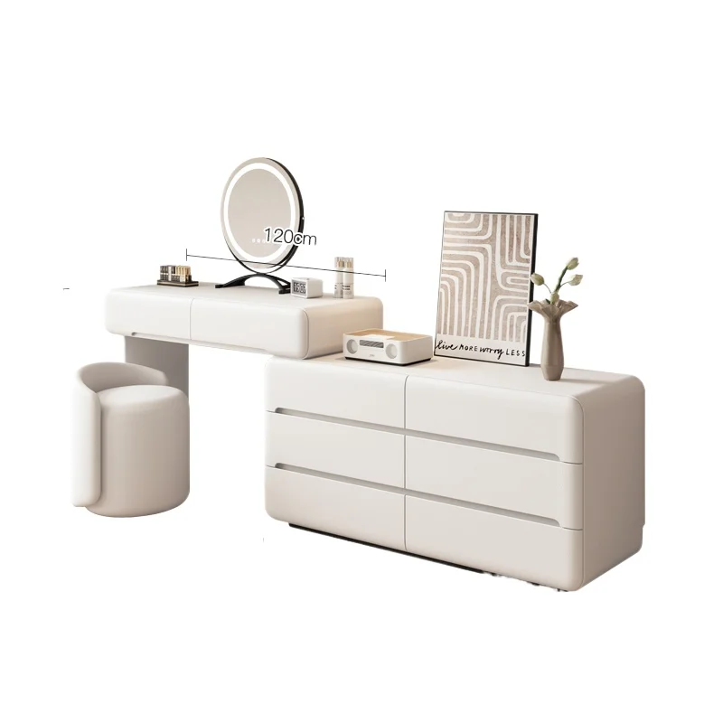 

Dresser, chest, integrated retro black solid wood makeup table, bedroom, modern simple bedside cabinet, makeup table