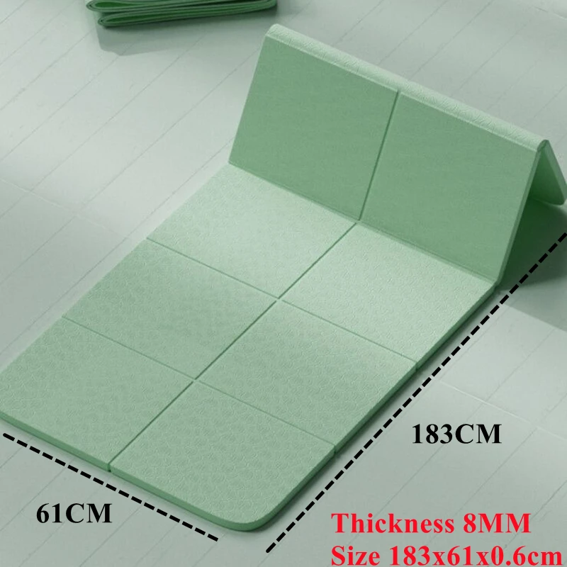 Folding Mat 183x61x0.8cm Eco-Friendly Exercise Mat Pilates Floor Workouts Foldable Yoga Mat Double-Sided Non-Slip Travel Fitness