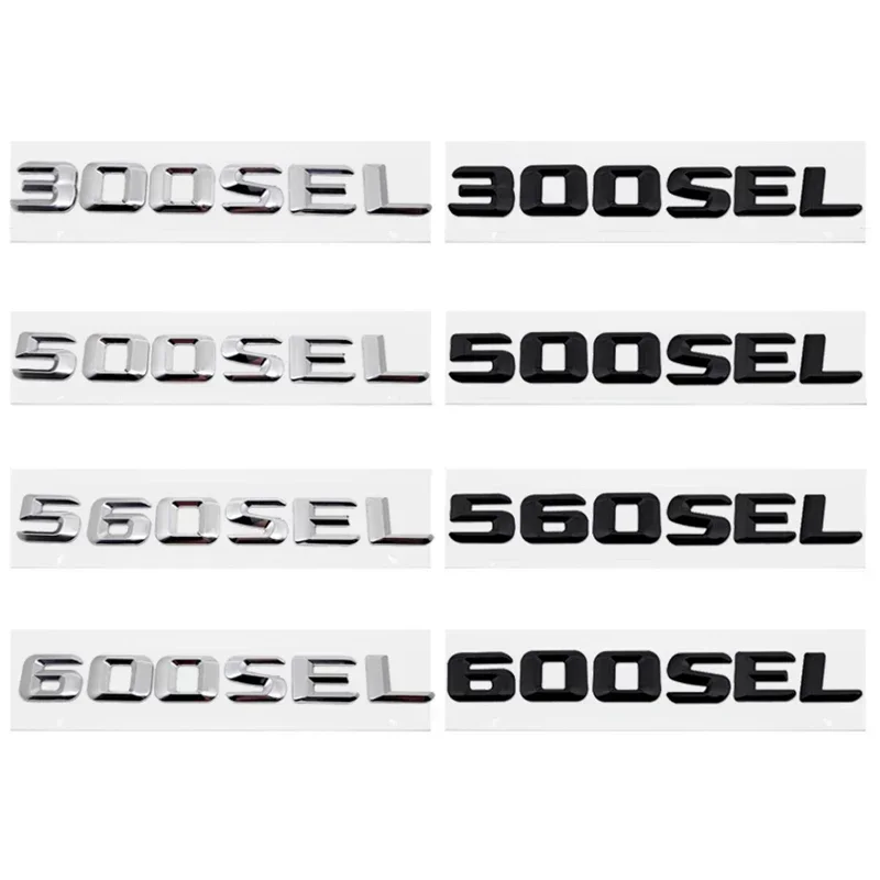 

Car Rear Trunk Emblem Decal for Mercedes Benz 300SEL 500SEL 560SEL 600SEL Auto Tail Number Letters Badge Sticker Decoration
