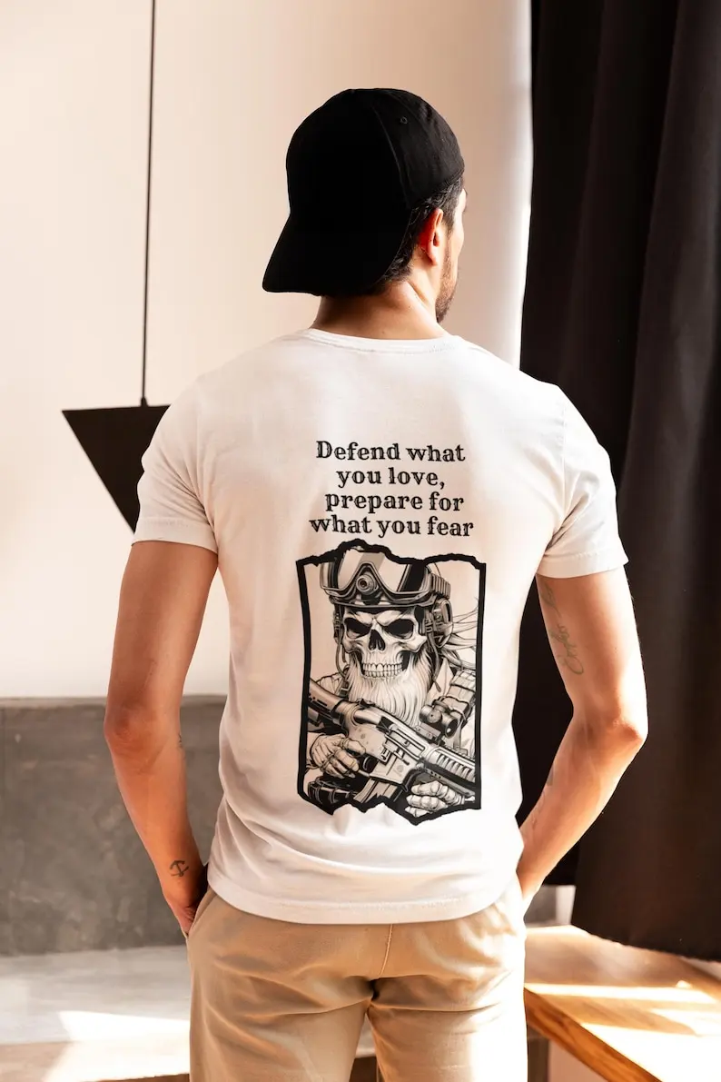 تي شيرت تكتيكي برسومات جمجمة بتصميم عسكري 100% عادي بأكمام قصيرة من القطن تي شيرت كلاسيكي أنيق ملابس الشارع بنمط جديد #1