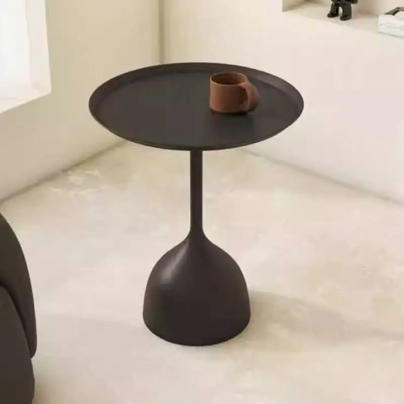 Meja Kopi Hitam Desainer Meja Kopi Sisi Bulat Mini Tinggi Multifungsi Furnitur Mesa De Centro Sala Lantai Mewah Rumah