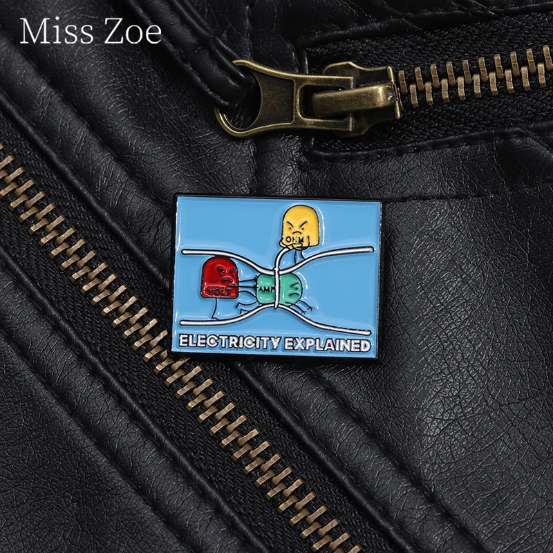 Electricity Explained Enamel Pin Science Ohm'S Law Version Chemical Physical Brooch Lapel Backpack Badge Jewelry Accessories ﻿