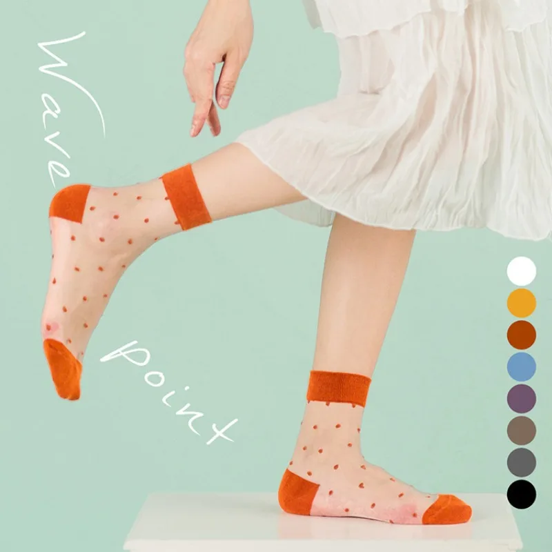 1Pair Summer Thin Polka Dot Mid Calf Shoe Inner Insoles Transparent Crystal Breathable Foot Cushions Fashion Shoe Accessories