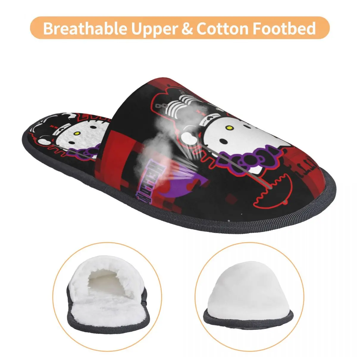 هالو كيتي Y2k الشرير الخفافيش شبشب شتوي غرفة المعيشة الكرتون لينة رغوة الذاكرة الشرائح عدم الانزلاق