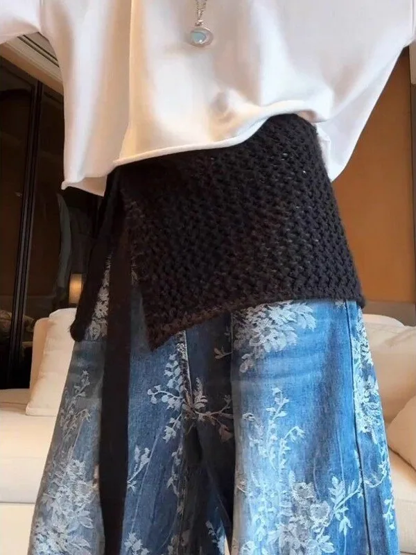 

Женская трикотажная юбка больших размеров с поясом, осенне-зимняя многослойная утягивающая юбка трапециевидной формы с высокой талией