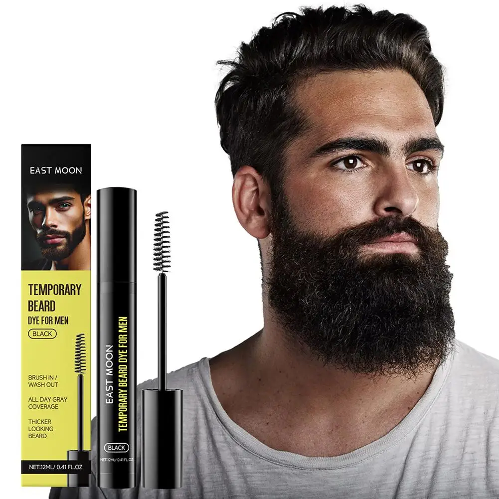 Temporary Beard Dye For Men - Black Beard, Mustache & Eyebrow Filler Waterproof Shaping Portable Pernmanent Coloring Beard M1P4