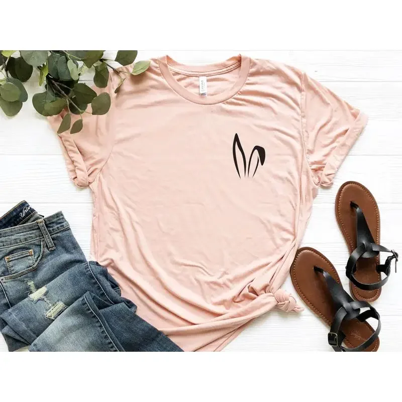 Pocket Size Bunny Ears Minimalist T Shirt Cute Easter RabbiT Day Idea