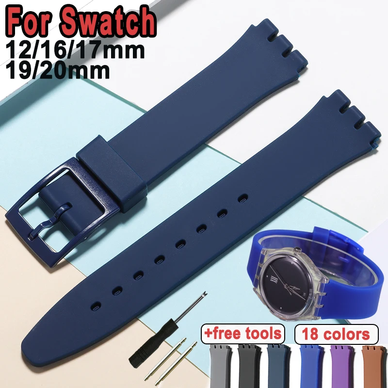 Pour Swatch Bracelet de montre 12/16/17/19/20mm coloré sport plongée Silicone durabilité remplacer Bracelet femmes hommes Bracelet accessoires