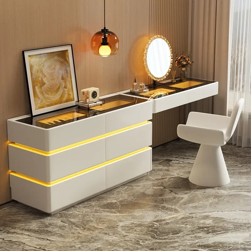 Italian Minimalist Dresser Chest Light Luxury Makeup Table High End Bedroom Furniture Small Apartment Storage Cabinet